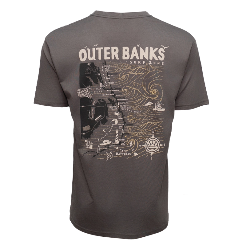 REAL Outer Banks Map Tee-Cool Gray/Desert Camo Combo