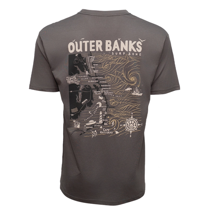 REAL Outer Banks Map Tee-Cool Gray/Desert Camo Combo