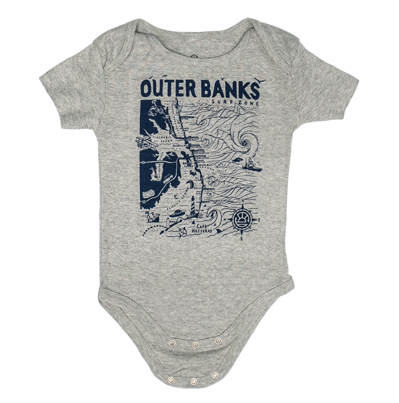 REAL Outer Banks Map Baby Onsie-Athletic Heather
