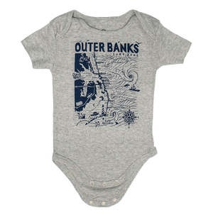 REAL Outer Banks Map Baby Onsie-Athletic Heather