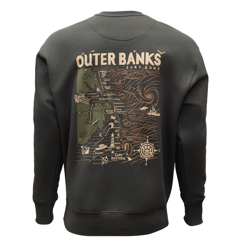 REAL Outer Banks Map Crew Sweatshirt-Vintage Black/Desert Camo