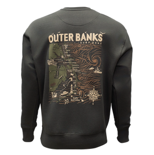REAL Outer Banks Map Crew Sweatshirt-Vintage Black/Desert Camo