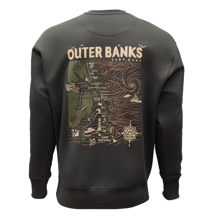 REAL Outer Banks Map Crew Sweatshirt-Vintage Black/Desert Camo