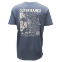 REAL Outer Banks Map Garment Dyed Tee-Blue Horizon