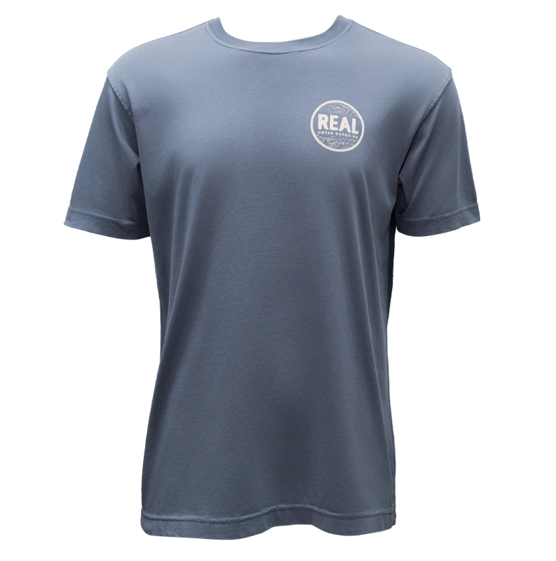 REAL Outer Banks Map Garment Dyed Tee-Blue Horizon