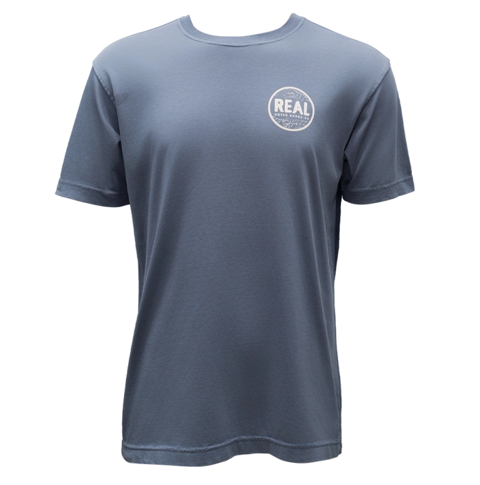 REAL Outer Banks Map Garment Dyed Tee-Blue Horizon