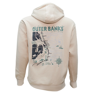 REAL Outer Banks Map Hooded Sweatshirt-Bone/Pine