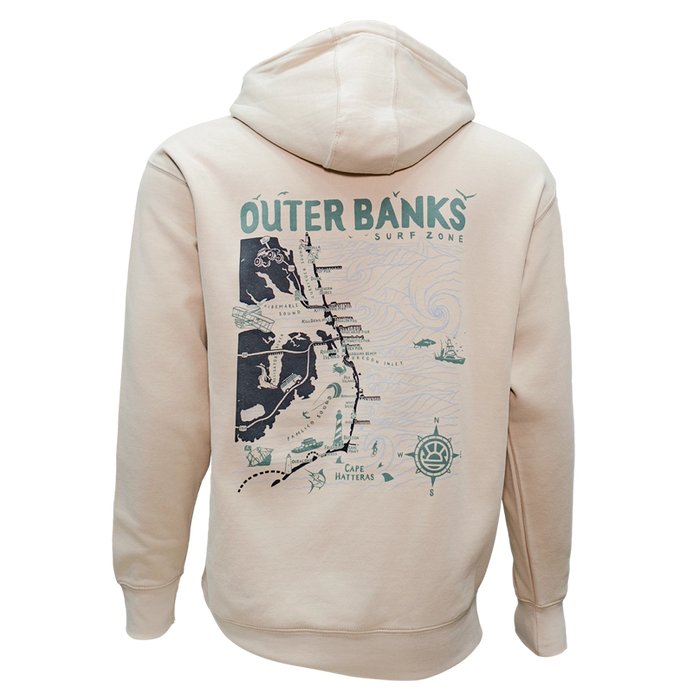 REAL Outer Banks Map Hooded Sweatshirt-Bone/Pine