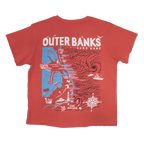 REAL Wmn's Outer Banks Map High Waisted Tee-Red Sorbet/RWB