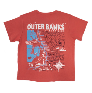 REAL Wmn's Outer Banks Map High Waisted Tee-Red Sorbet/RWB