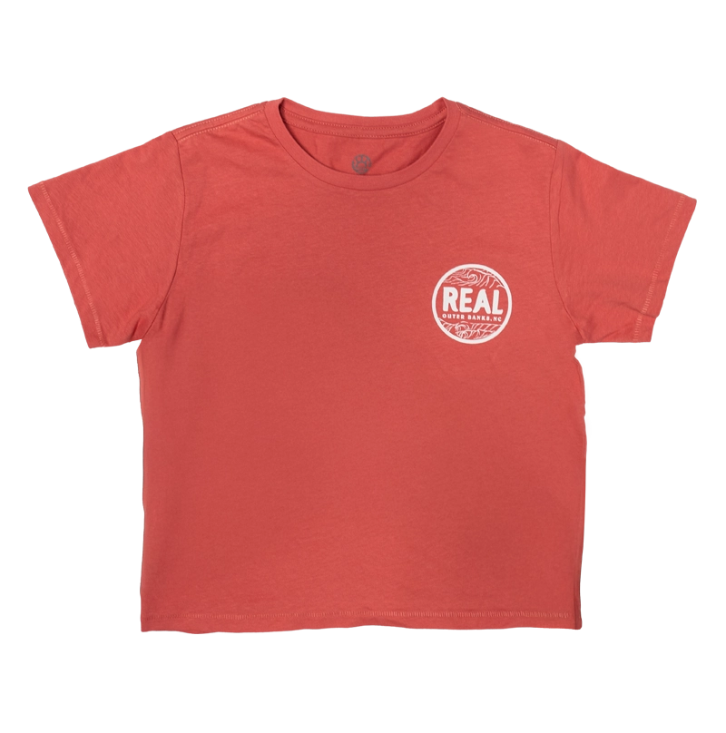 REAL Wmn's Outer Banks Map High Waisted Tee-Red Sorbet/RWB