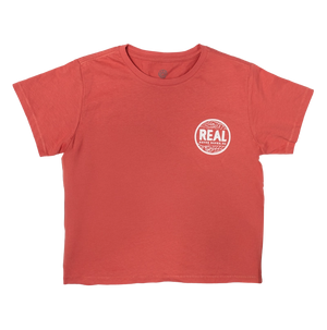 REAL Wmn's Outer Banks Map High Waisted Tee-Red Sorbet/RWB— Alternate View