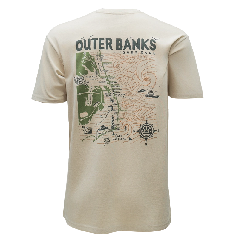 REAL Outer Banks Map Tee-Bone/Desert Camo