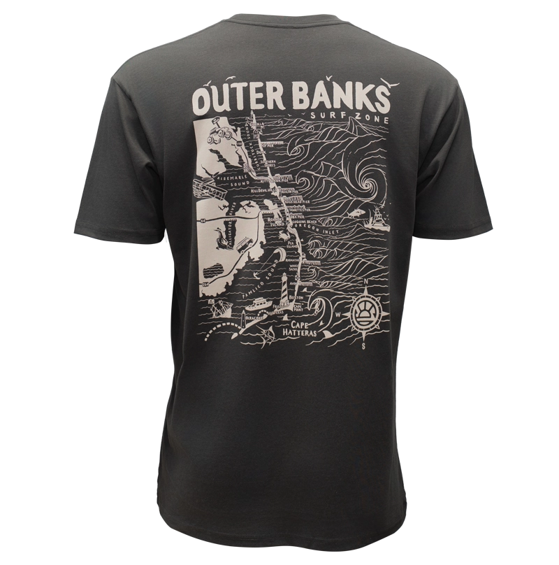 REAL Outer Banks Map Tee-Vintage Black