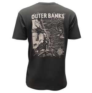 REAL Outer Banks Map Tee-Vintage Black