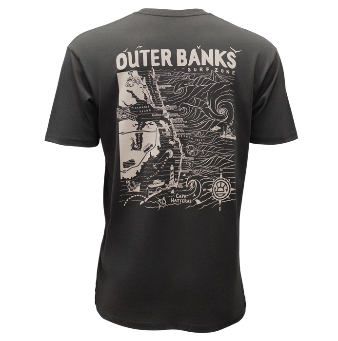 REAL Outer Banks Map Tee-Vintage Black