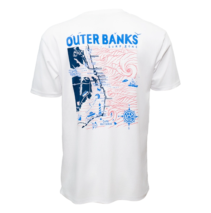 REAL Outer Banks Map Tee-White/RWB