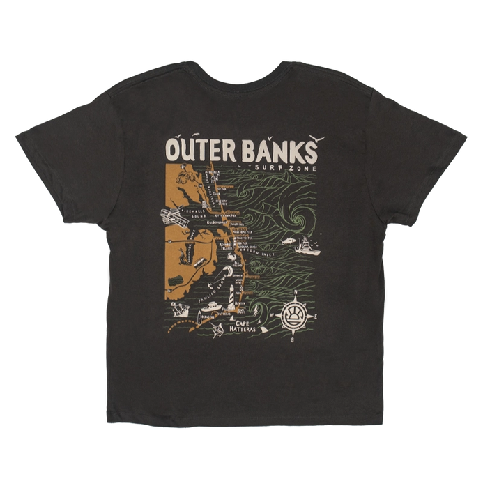 REAL Outer Banks Map Wmn's Boyfriend Tee-Vintage Black