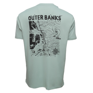 REAL Outer Banks Map Tee-Seafoam/w Off Black