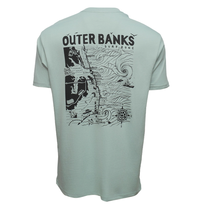 REAL Outer Banks Map Tee-Seafoam/w Off Black