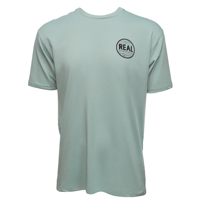 REAL Outer Banks Map Tee-Seafoam/w Off Black
