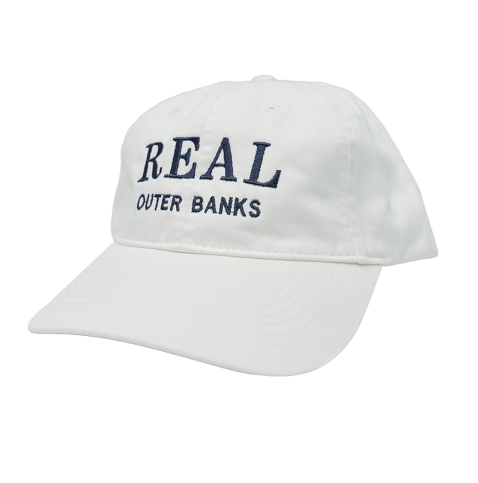 REAL Block Letters Embroidery Hat-White