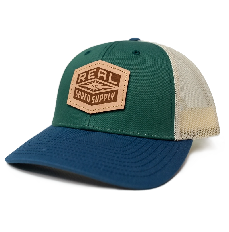 REAL Shred Supply Leather Badge Hat-Spruce/Birch/Light Navy