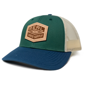 REAL Shred Supply Leather Badge Hat-Spruce/Birch/Light Navy