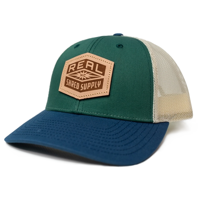REAL Shred Supply Leather Badge Hat-Spruce/Birch/Light Navy