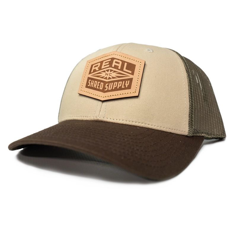 REAL Shred Supply Leather Badge Hat-Tan/Loden/Brown