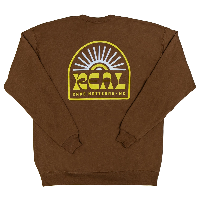 REAL Sun Ray Badge Crew Sweatshirt-Army Brown
