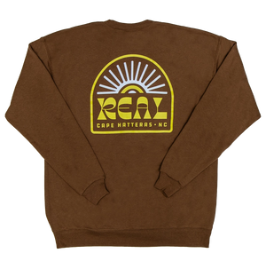 REAL Sun Ray Badge Crew Sweatshirt-Army Brown