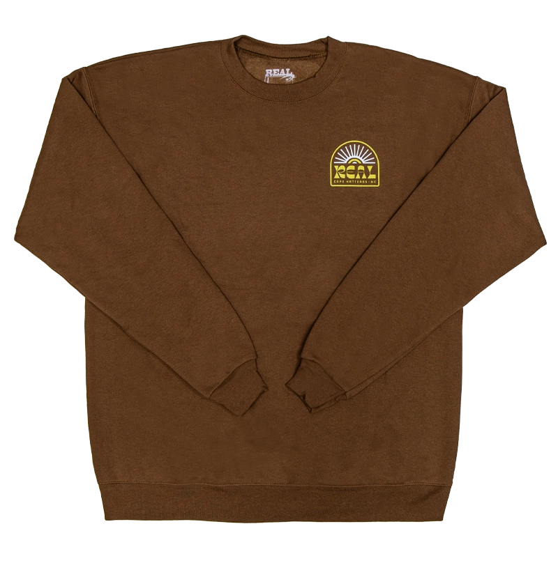 REAL Sun Ray Badge Crew Sweatshirt-Army Brown