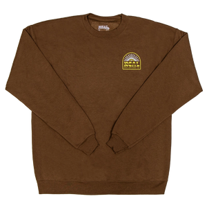 REAL Sun Ray Badge Crew Sweatshirt-Army Brown
