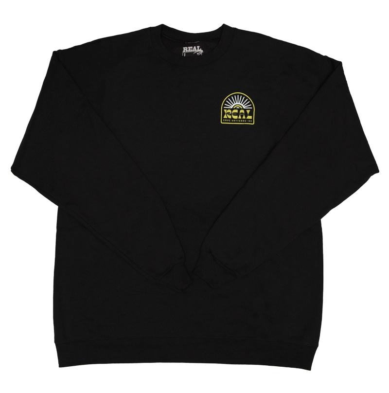 REAL Sun Ray Badge Crew Sweatshirt-Black