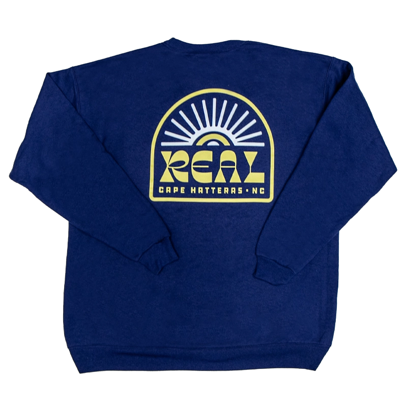REAL Sun Ray Badge Crew Sweatshirt-Navy