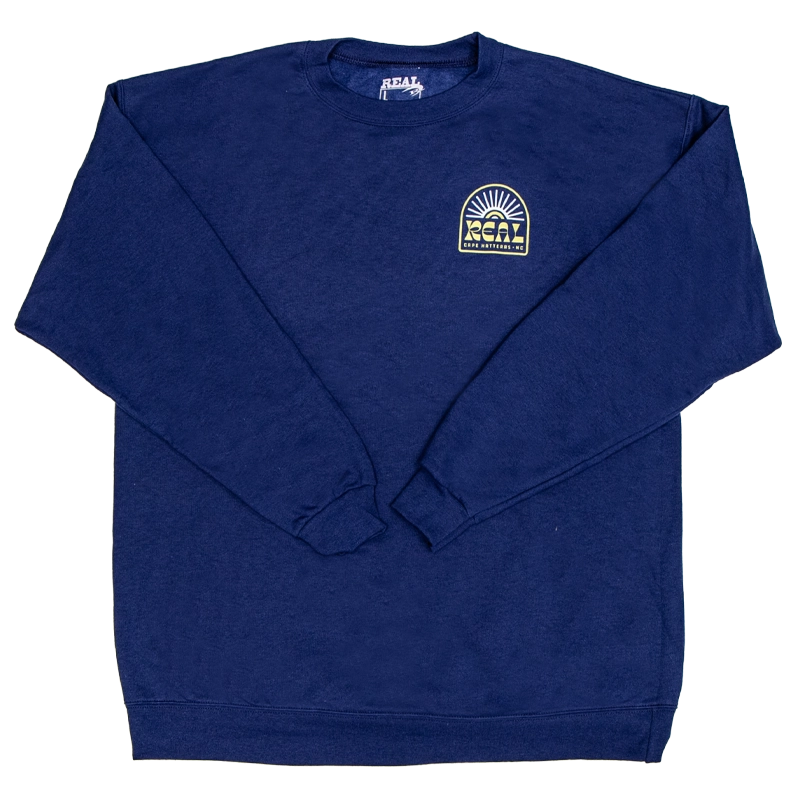 REAL Sun Ray Badge Crew Sweatshirt-Navy