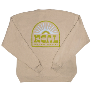REAL Sun Ray Badge Crew Sweatshirt-Sand