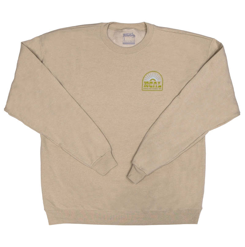 REAL Sun Ray Badge Crew Sweatshirt-Sand