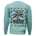 REAL Vibes Beach Crew Sweatshirt-Jade Green