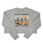 REAL Vintage Coastal Crop Crew Sweatshirt-Grey Heather