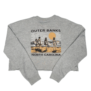 REAL Vintage Coastal Crop Crew Sweatshirt-Grey Heather