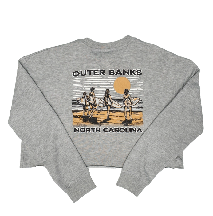 REAL Vintage Coastal Crop Crew Sweatshirt-Grey Heather