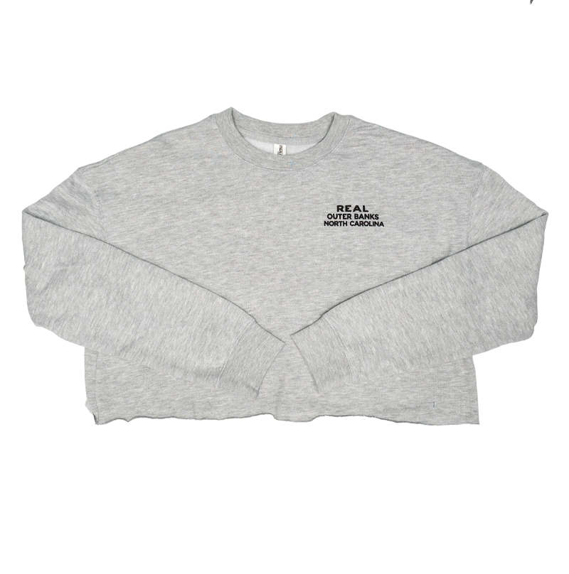 REAL Vintage Coastal Crop Crew Sweatshirt-Grey Heather