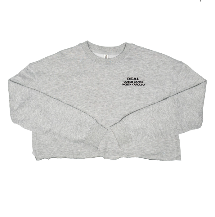 REAL Vintage Coastal Crop Crew Sweatshirt-Grey Heather