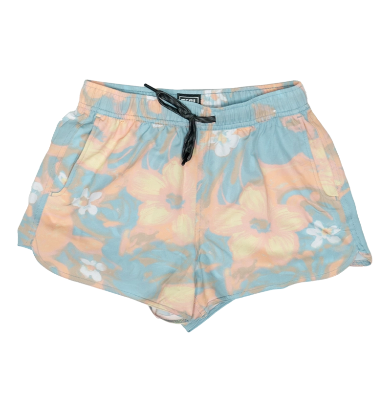 REAL Wmn's Repeater Print Volley Shorts-Aqua