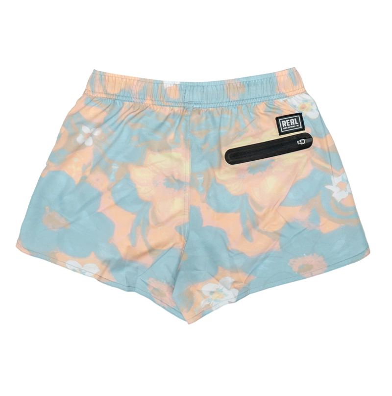REAL Wmn's Repeater Print Volley Shorts-Aqua