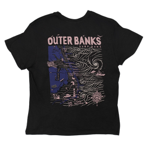 REAL Wmn's Outer Banks Map Boyfriend Tee-Vintage Black/Twilight