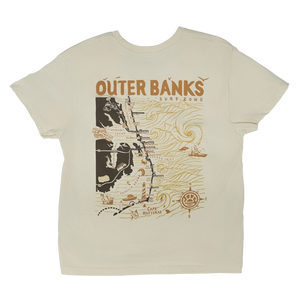 REAL Wmn's Outer Banks Map Boyfriend Tee-Bone/Sunset