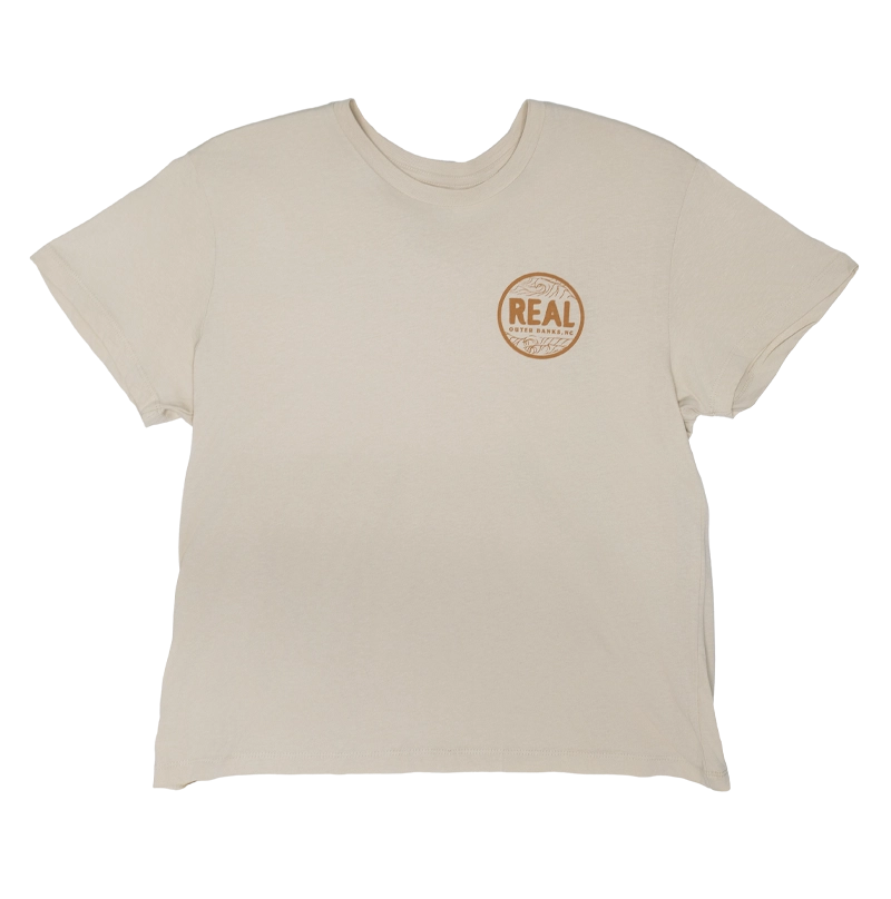 REAL Wmn's Outer Banks Map Boyfriend Tee-Bone/Sunset